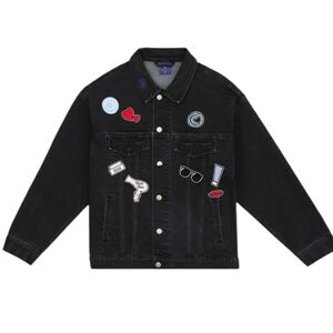 Monat Boss Babe Black Denim Jacket with Fun Patches Size XL Streetwear